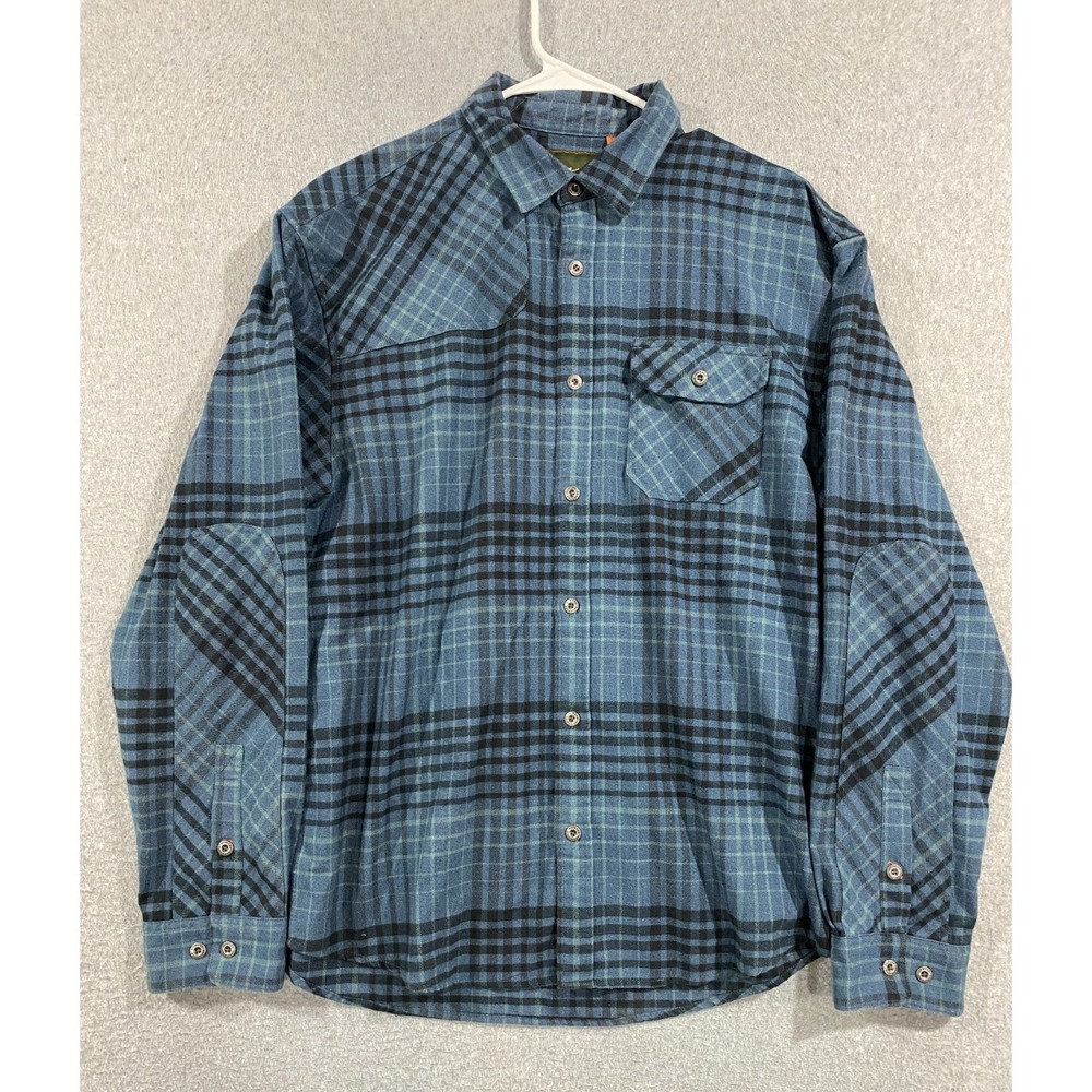 Howler Brothers Bros Men's Large Long Sleeve Harker's Flannel Shirt Blue Plaid L